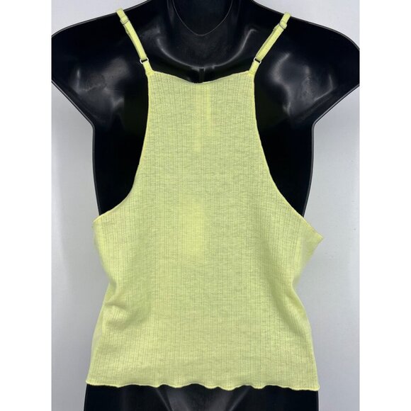 Anthropologie Ribbed Knit Yellow Spaghetti Strap Tank Top Size Medium M NWT New - Picture 5 of 10